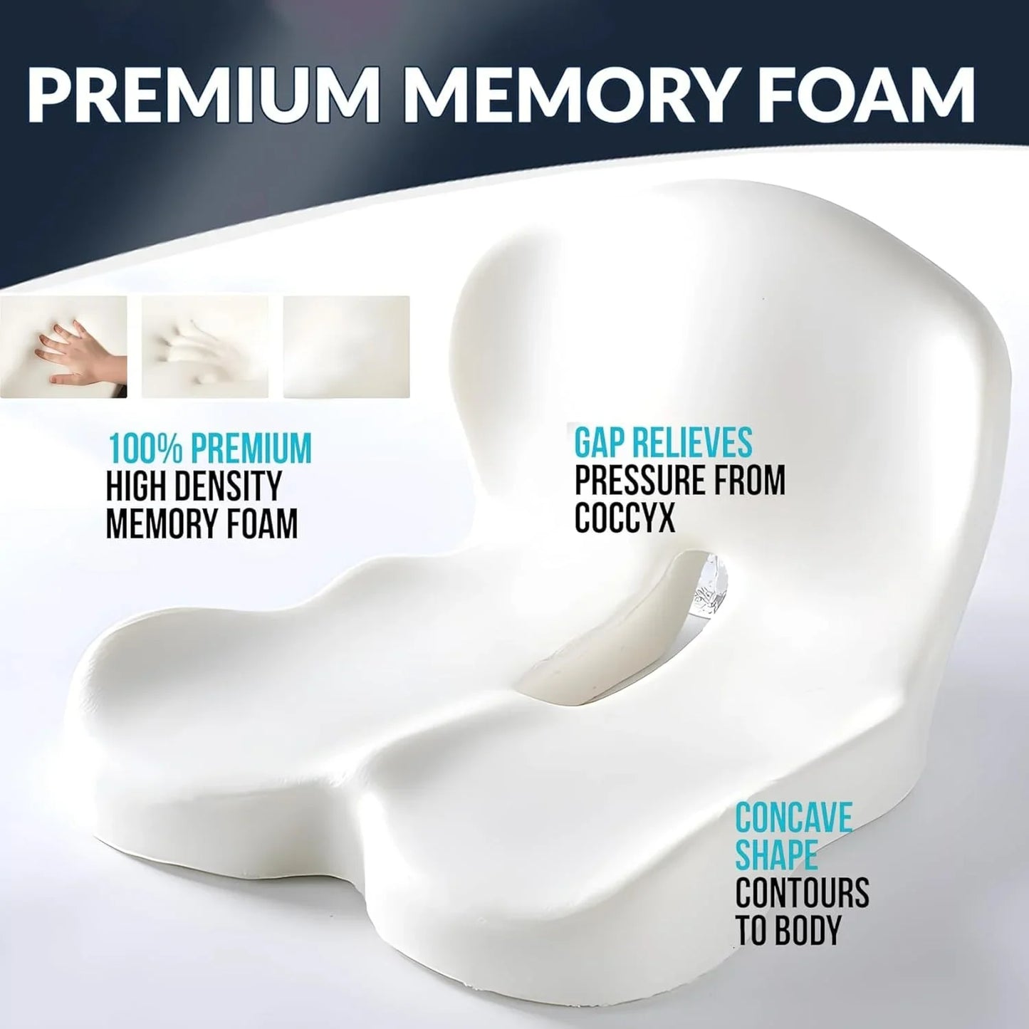 Ergonomic Memory Foam Seat & Back Support | Pain Relief Cushion